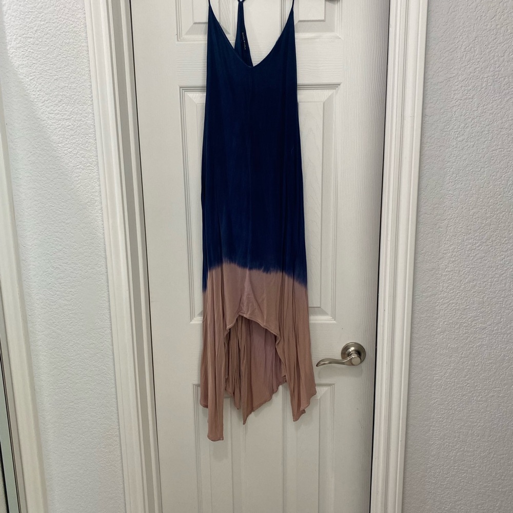 Elegant High-Low Dress in Blue and Pink